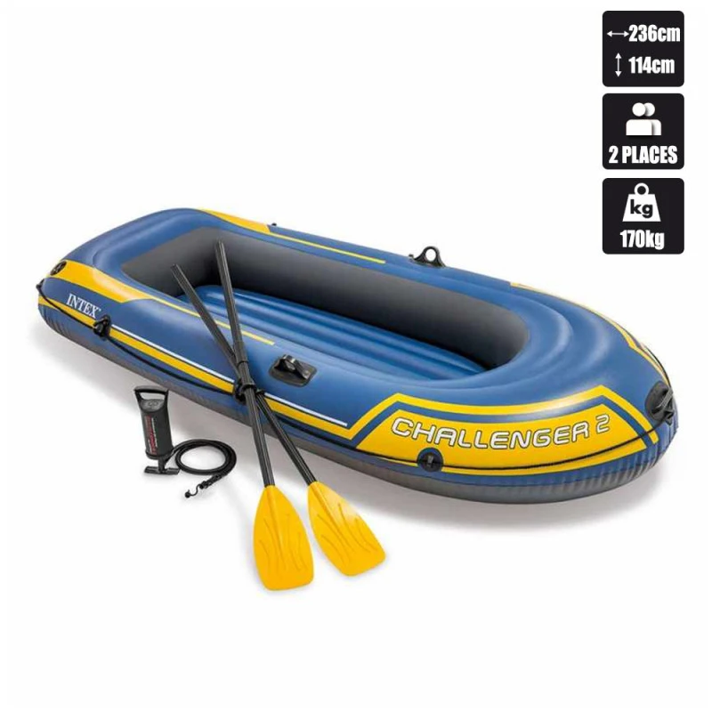 BATEAU GONFLABLE INTEX CHALLENGER 2 + 2 RAMES + GONFLEUR 4 BATEAU GONFLABLE INTEX CHALLENGER 2 + 2 RAMES + GONFLEUR – Image 2